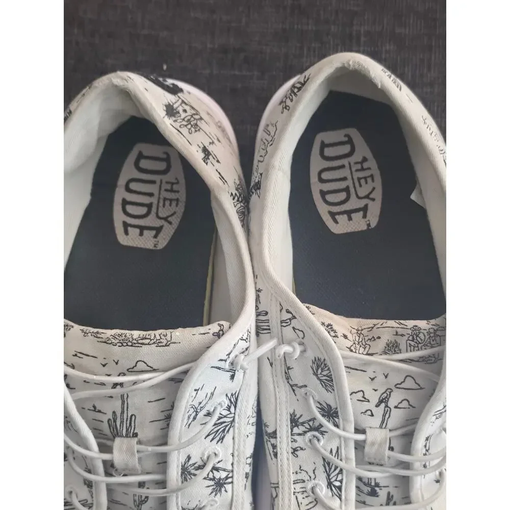 HEYDUDE Cody Desert White Black Slip On Sneakers Cactus Men's Size 13 40390-103